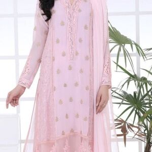 Elegant Pink Embroidered Dress